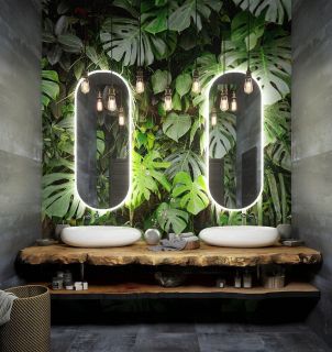 Зеркало с холодной подсветкой Art&Max Bari 50x120см белый матовый AM-Bar-500-1200-DS-F-White